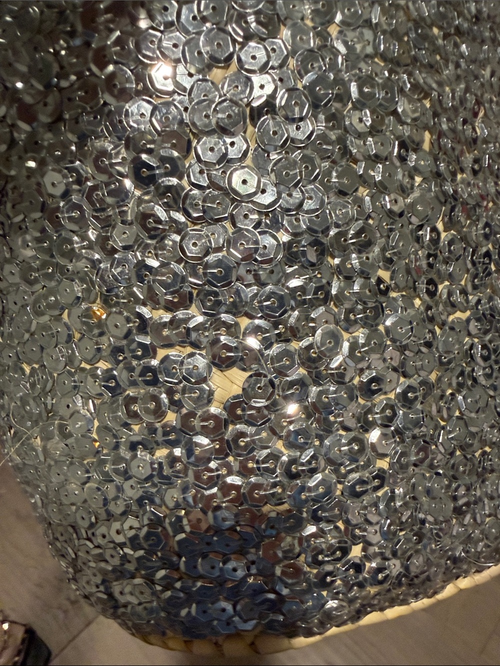 Silver Sequined French Market Basket Tote - Picture 5 of 8